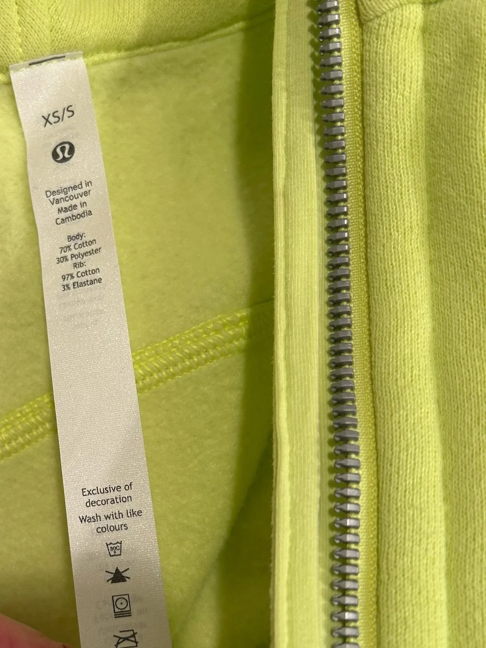 lululemon athletica Lemon Lime Half-Zip Hoodie oversized Size XS - Picture 6 of 6
